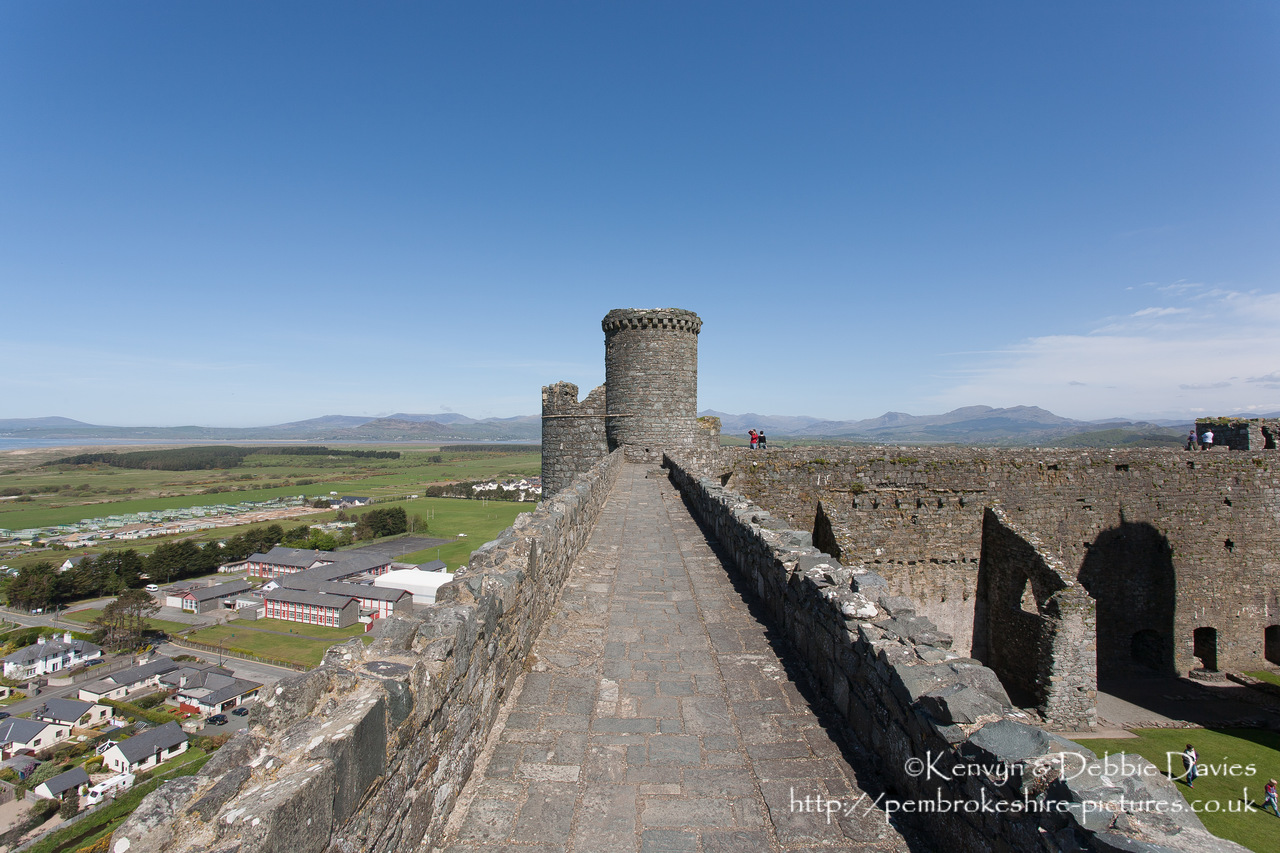 Harlech Castle, Tremadog Bay, Snowdonia National Park in Gwynedd. Built by Edward I from 1283-1290, it is part of the "Iron Ring" of castles built to subdue Welsh resistance.